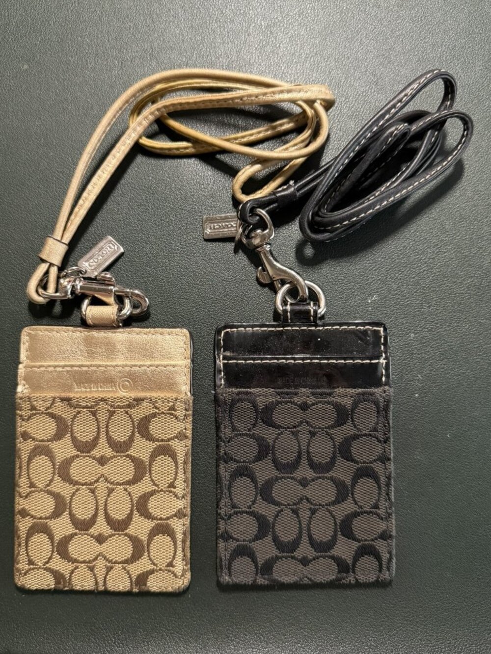 Coach Leather ID/Lanyard Card Holders – Set of 2